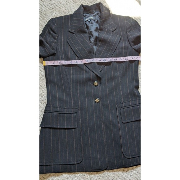 Escada Blazer Black Pinstripe Wool 2 Button Lined Business Office Size 36 - Picture 3 of 9